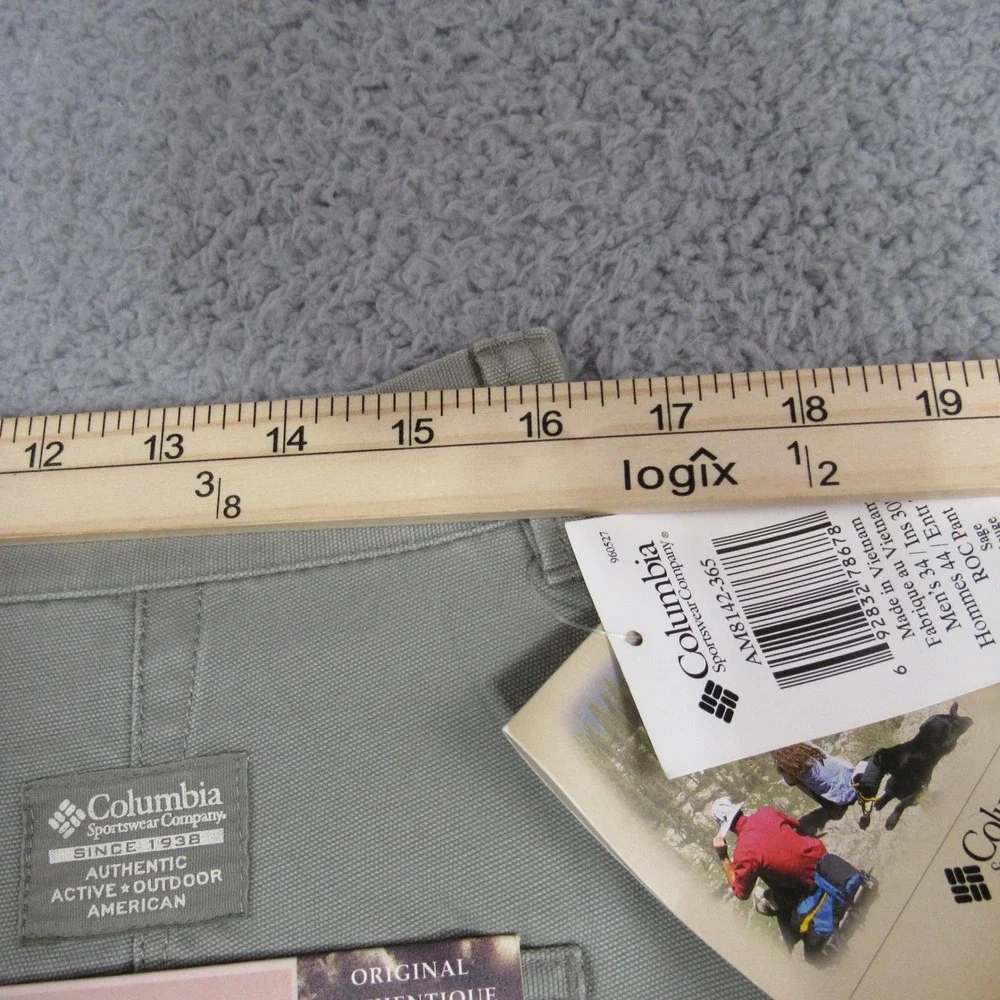 Columbia Mens ROC Pant Sage Green Rugged‎ Outdoor Chino AM8142-365 34x27